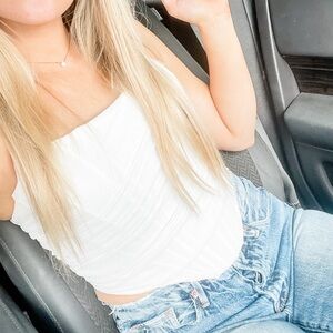 White Ruched Corset Top